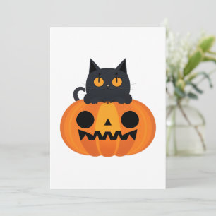 Halloween Cute Cartoon Friends, Black Baby Cat Holiday Card
