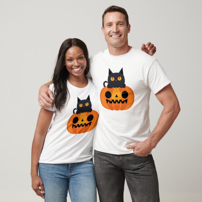 Halloween Cute Cartoon Friends, Black Baby Cat T-Shirt (Unisex)