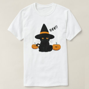Halloween Cute Cartoon Friends, Black Baby Cat T-Shirt