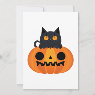 Halloween Cute Cartoon Friends, Black Baby Cat Thank You Card