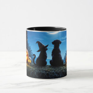 Halloween Cute Cat Dog Ravens  Mug