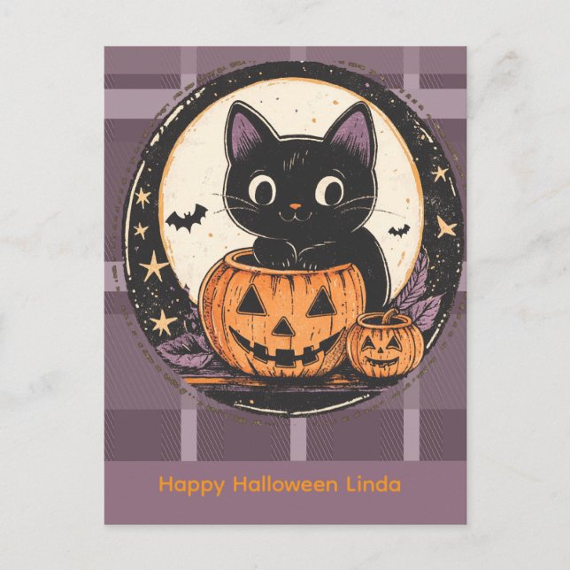 Halloween Cute Cat Fall Card (Front)