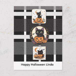 Halloween Cute Cat Fall Postcard
