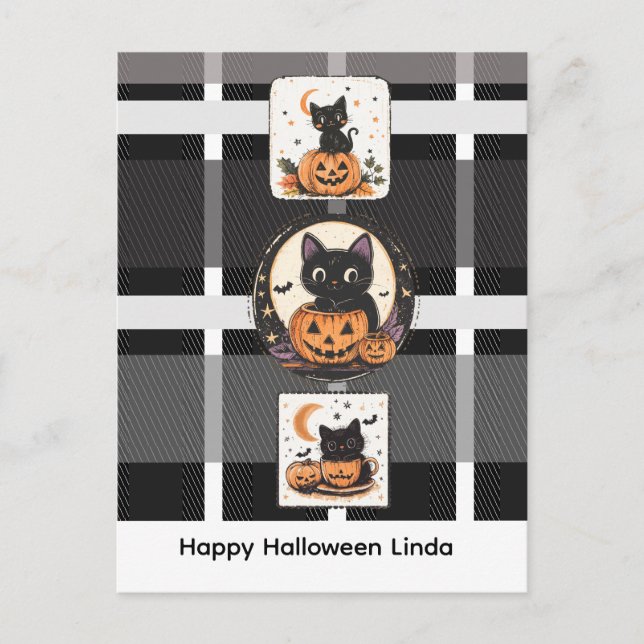 Halloween Cute Cat Fall Postcard (Front)