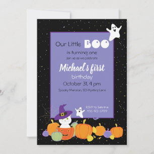 Halloween Cute Cat in Witch Hat Invitation