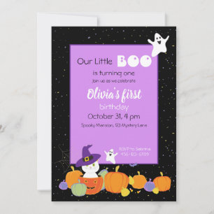Halloween Cute Cat in Witch Hat Invitation
