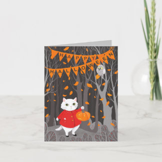     Halloween Cute Cat & Jack-o’-lantern Pumpkin  Holiday Card