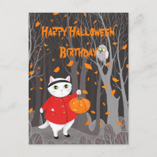 Halloween Cute Cat & Jack-o’-lantern Pumpkin Postcard