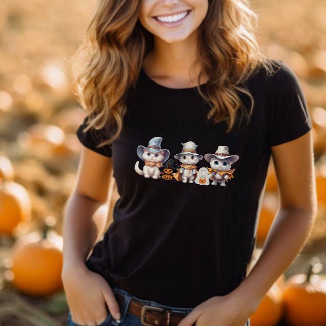 Halloween Cute Cats Ghost Pumpkin Spooky Autumn T-Shirt (Creator Uploaded)