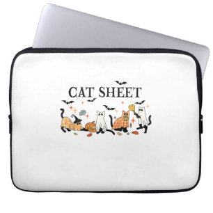 Halloween Cute Cats Sheet In Ghost Costume Women M Laptop Sleeve