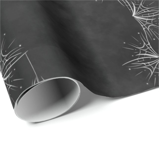 Halloween Cute Chalkboard Spider Themed Pattern Wrapping Paper (Roll Corner)