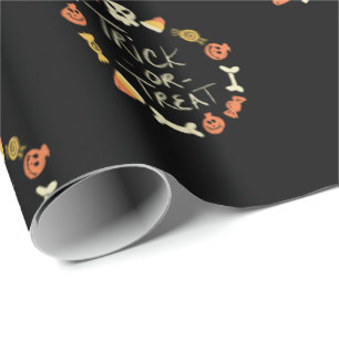 Halloween Cute Chalkboard Themed Pattern Wrapping Paper