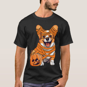 Halloween Cute Corgi Mummy Pumpkin Dog Lover T-Shirt