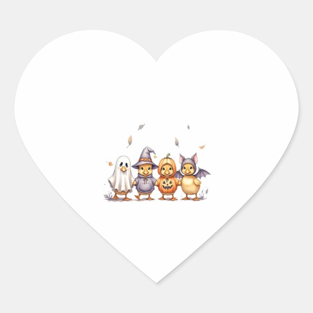 Halloween Cute Ducklings Costume Heart Sticker (Front)