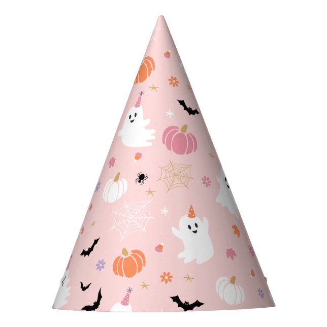 Halloween Cute Dusty Pink Ghost  Party Hat (Front)