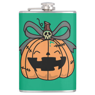 Halloween,Cute Face Pumpkin,Funny ,Jack O' Lantern Hip Flask