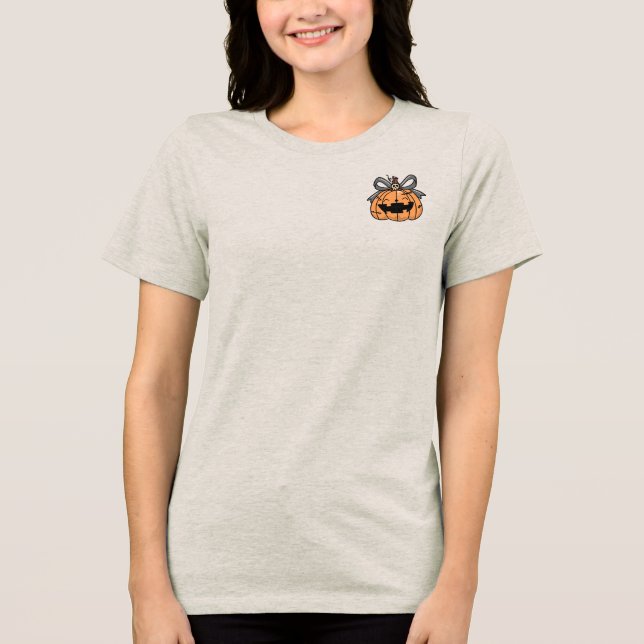 Halloween,Cute Face Pumpkin,Funny ,Jack O' Lantern Tri-Blend Shirt (Front)
