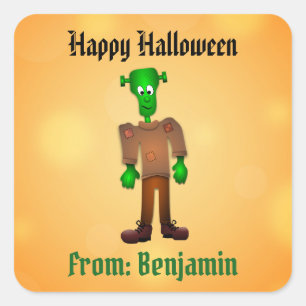 Halloween Cute Frankenstein Monster Custom Square Sticker