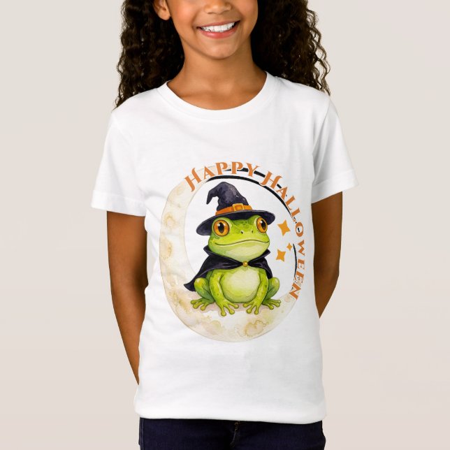 Halloween Cute Frog Toad Witch T-Shirt (Front)