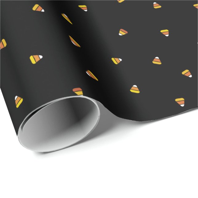 Halloween cute fun orange black candy corn wrapping paper (Roll Corner)