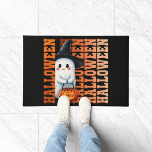 Halloween Cute Funny Ghost Typography gift ideas Doormat