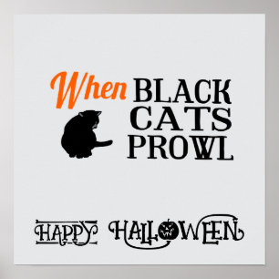 Halloween Cute Funny Whimsical Black Cat Poster