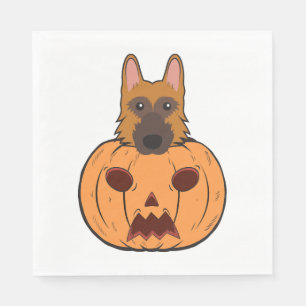 Halloween Cute German Shepherds Stuck In A Pumpkin Napkin