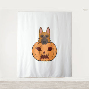 Halloween Cute German Shepherds Stuck In A Pumpkin Tapestry
