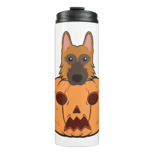 Halloween Cute German Shepherds Stuck In A Pumpkin Thermal Tumbler