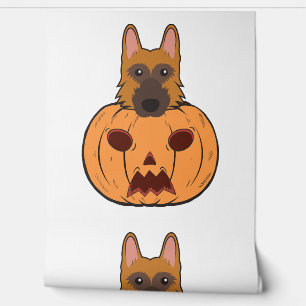 Halloween Cute German Shepherds Stuck In A Pumpkin Wallpaper