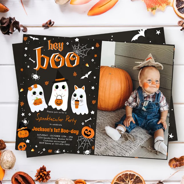 Halloween Cute Ghost 1st Birthday Spooktacular  Invitation (Creator Uploaded)