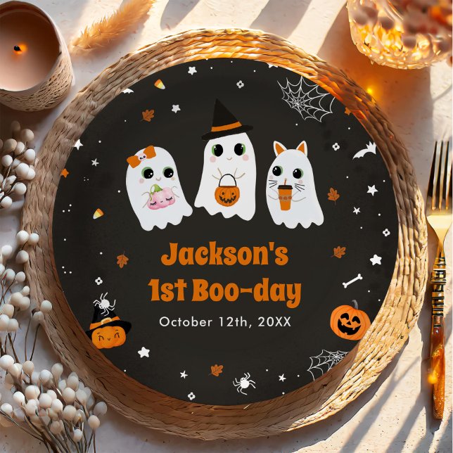 Halloween Cute Ghost 1st Birthday Spooktacular Paper Plate (Creator Uploaded)