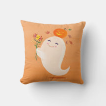 Halloween Cute Ghost and Flowers