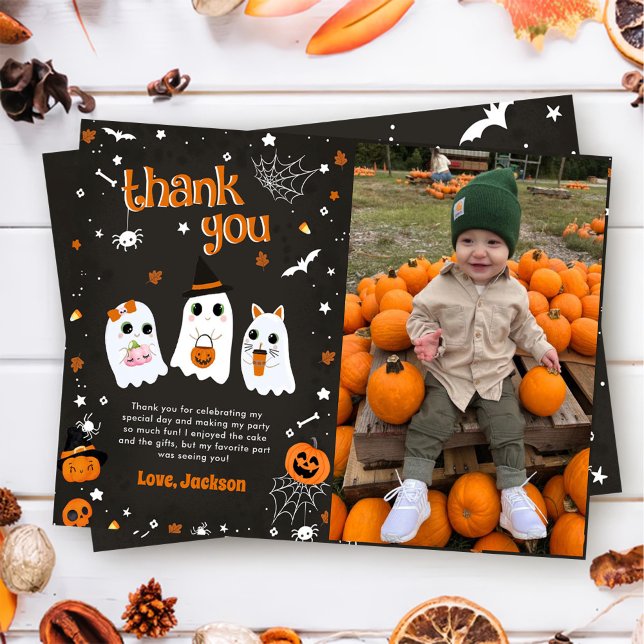 Halloween Cute Ghost Birthday Spooktacular Thank You Card (Creator Uploaded)