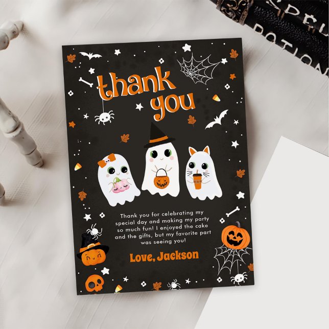 Halloween Cute Ghost Birthday Spooktacular Thank You Card (Creator Uploaded)