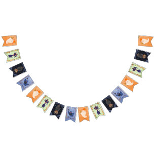 Halloween Cute Ghost, Cat, Bat and Raven Bunting