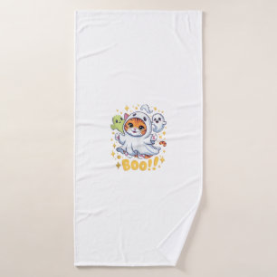 Halloween Cute Ghost Cat Boo Funny Cat BOO Kitty H Bath Towel
