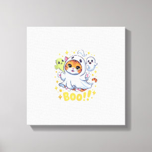 Halloween Cute Ghost Cat Boo Funny Cat BOO Kitty H Canvas Print