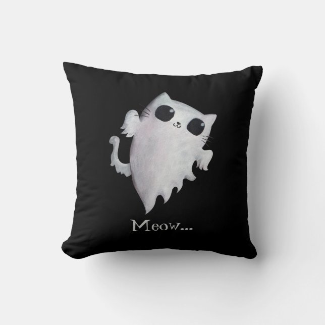 Halloween cute ghost cat cushion (Front)