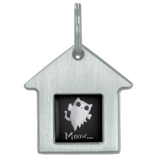 Halloween cute ghost cat pet tag