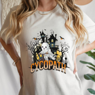 Halloween Cute Ghost Cycle Cycopath Funny T-Shirt