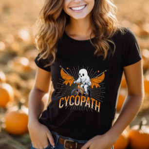 Halloween Cute Ghost Cycle Cycopath Funny T-Shirt