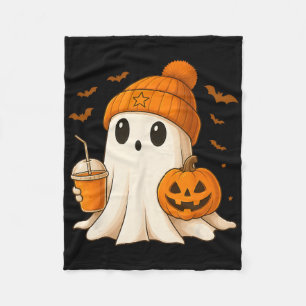 Halloween Cute Ghost Drink Pumpkin Men Women Hallo Fleece Blanket