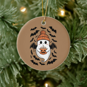 Halloween Cute Ghost Fall Spooky Season Gift Ceramic Tree Decoration
