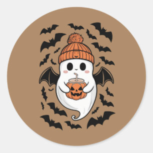 Halloween Cute Ghost  Fall Spooky Season Gift Classic Round Sticker