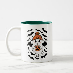 Halloween Cute Ghost Fall Spooky Season Gift Two-Tone Coffee Mug
