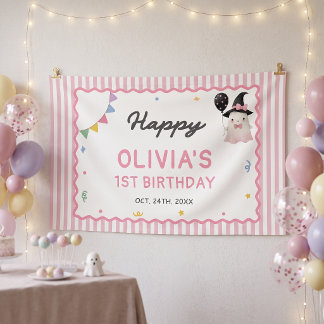 Halloween Cute Ghost Girl Birthday Banner