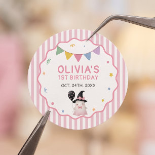 Halloween Cute Ghost Girl Birthday Classic Round Sticker