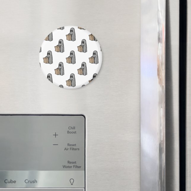 Halloween, Cute Ghost Grey, Trick Or Treat, Boo Magnet (In Situ (Fridge))
