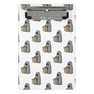 Halloween, Cute Ghost Grey, Trick Or Treat, Boo Mini Clipboard